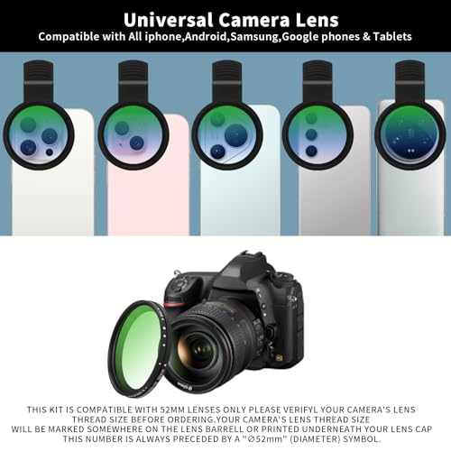 Filtre ND2-32 variable de 52 mm pour téléphone kit objectifs clipser densité neutre - 6