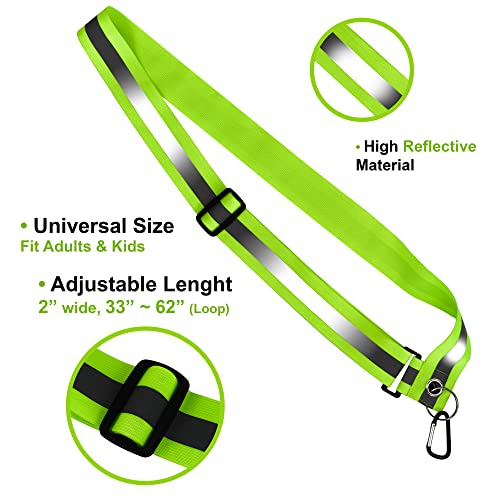 HiVisible 2 Pack Reflective Sash for Walking at Night Adjustable Safety Sash for Men Women Kids Reflective Belt Sash for Running Walking Biking