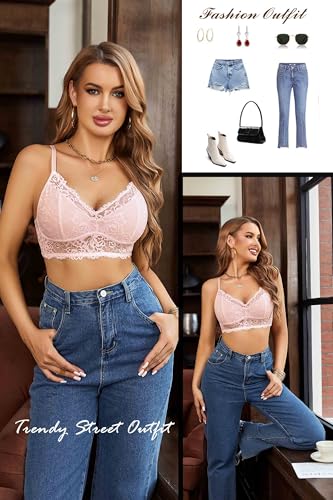 Image of Avidlove Bralettes for Women Lace Camisole Tank Top Unpadded Wireless Double-Layered Lingerie