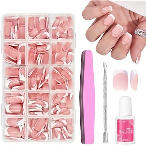 240Pcs French False Nails Kit with Tools Cover