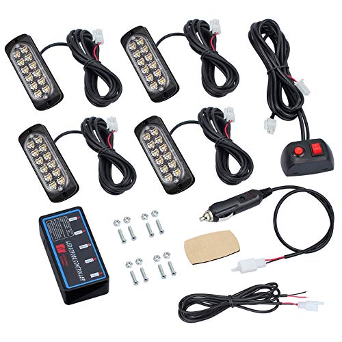 12 LED Car Strobe Lights, Kamtop 4pcs IP65 Waterproof 12 LED Car Strobe Flash Lights Warning Beacon Emergency Flashing… - Image 8