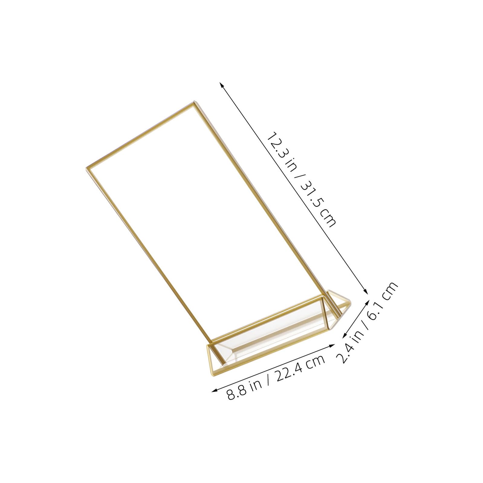 SHINEOFI 2 Piezas Soporte de Carteles Acrílico Transparente Doble Cara con Borde Dorado para Menú y Número de Mesa Exhibidor de Mesa Pequeño para Bodas y Restaurantes de Unidades