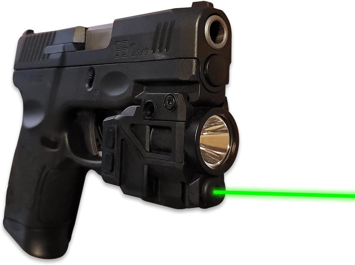 LASERPRO® Green Laser Sight w/LED Light Fits Taurus G2 G2C G2S G3 G3C GX2 TX22 'GX4 Carry' Kel-Tec PMR30 P17 H&K Canik Glock 17 19 20 21 22 23 30 31 32 34 35 37 41 45 S&W Equalizer 'Shield Ez' SD9VE