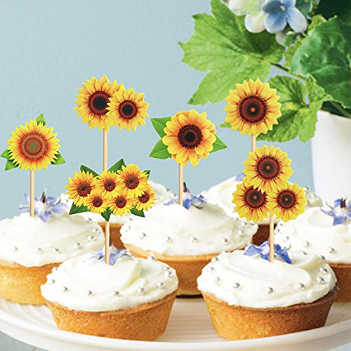 Keaziu 36 Pack Sunflower Cupcake Toppers For Flower Themed Party Birthday Cupcake Picks Party Decorations Supplies For Baby Shower Birthday Party #TOP1