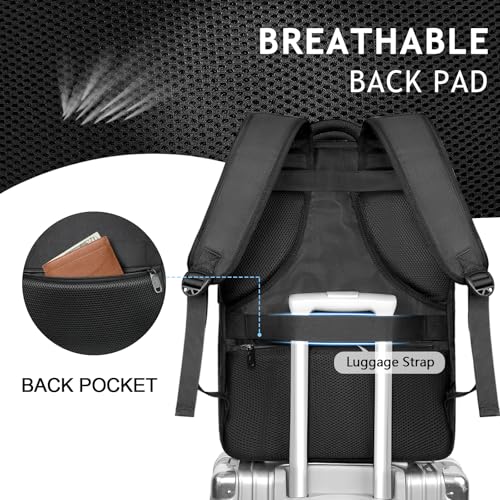 MATEIN Extra Large 45L Travel Laptop Backpack, Airline Approved Carry on Backpack with Shoe Compartment, Water Resistant Luggage College Overnight Weekender Travel Bag Fit 18" Laptop, Black by MATEIN - Used condition - Image 6
