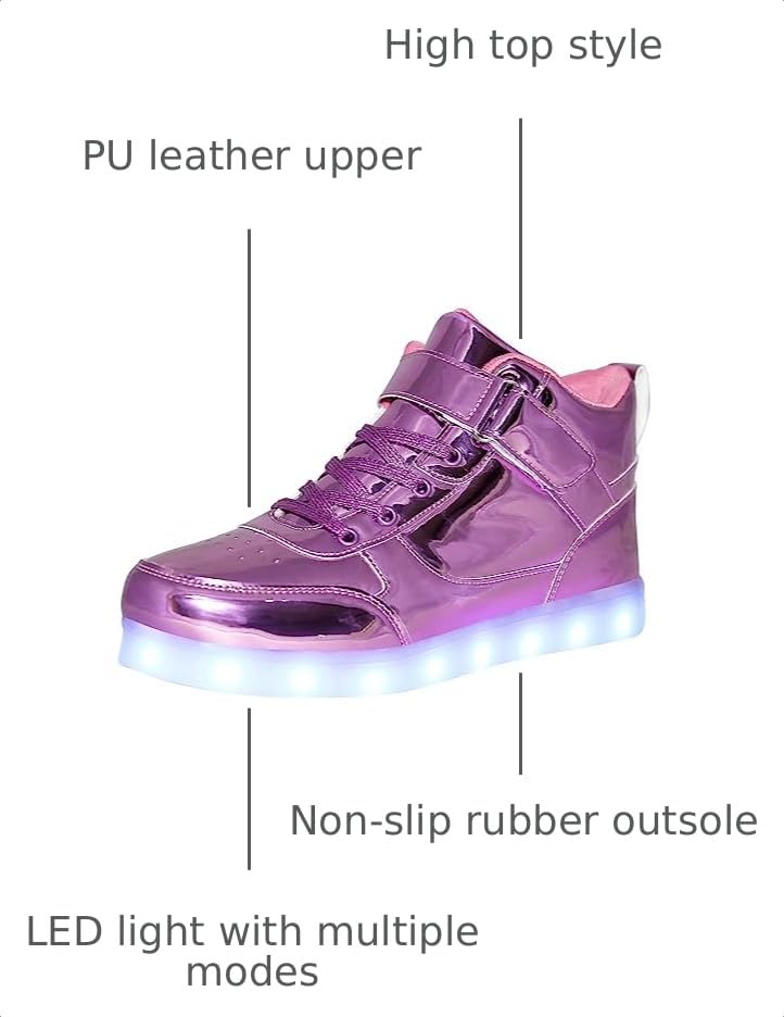 Image of JEVRITE Unisex LED Light Up High Top Sneakers - USB Charging for Women & Men - Couples Shoes