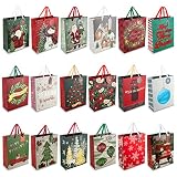 Bulk Christmas Gift Bags Large -18 Creative Elegant Designs- Large Christmas Bags for Gifts with Chr