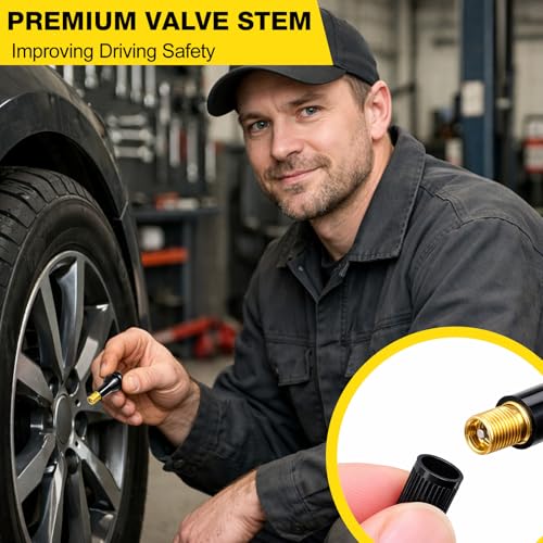 Image of Tallew 50 Pieces TR413 Tire Valve Stems, Rubber Snap-in Tubeless, Black | for 0.456 Inch Rim Holes Car Tubeless Tires, Standard Length Replacement, Bulk for Auto Repair Shops, Black Snap in Design
