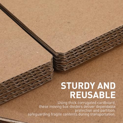 NUOBESTY 1 Satz Kartontrennwände für Umzugskartons - 28x28 cm 3 Stück & 38x28 cm 2 Stück Wellpappe-Zellensteg-Einsätze für Glas, Geschirr, Flaschen & zerbrechliche Gegenstände Lagerung & Transport