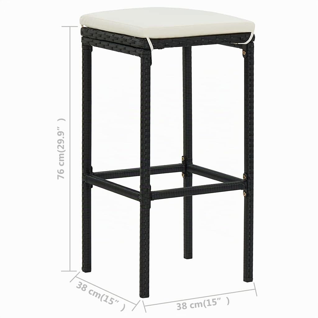 vidaXL Ensemble de Bar 3 pcs Résine tressée Noir
