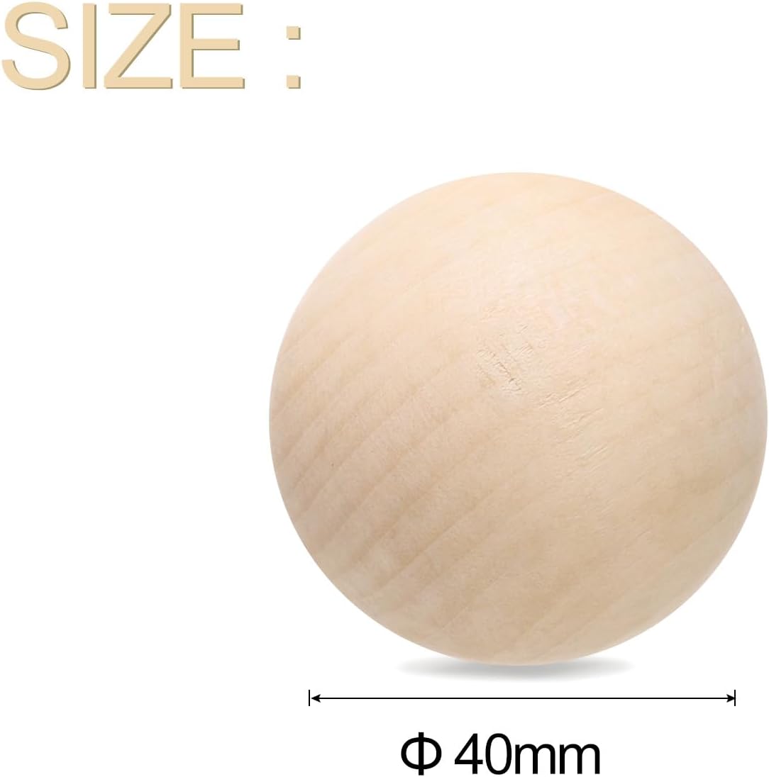 uxcell 15pcs Round Wood Balls 40mm Diameter Unfinished Solid Wooden Beads, Small Natural Craft Balls for DIY Craft Projects Art Ornaments - Image 2
