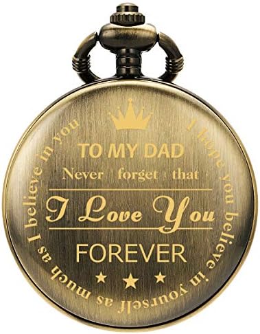 SIBISUN DAD Pocket Watches DAD gift Daughter to Father Vintage Quartz Pocket Watch with Chain Father's Day Gift Birthday from Son Daughters