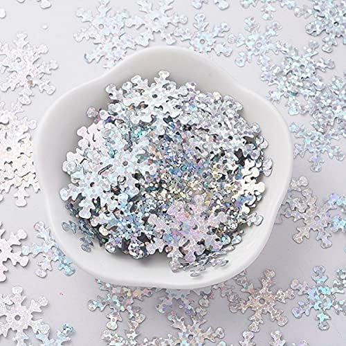 Angel Malone Approx. 150 Pieces of Hologram Snowflake Sequins Christmas Confetti Card Making, Scrapbooking, Sewing, Wedding Favours 20mm - UK SELLER (Silver)