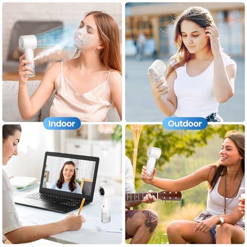 Portable Handheld Misting Fan, 2 in1 Rechargeable Mini Turbo Fans, 5 Speed Adjustable Cooling Hand Fan, Personal Mister Fans with LED Digital Display for Beach, Travel, Outdoor, Office
