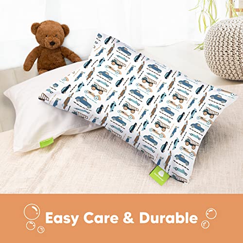 Keababies Toddler Pillowcase For 13X18 Pillow - Organic Toddler Pillow Case For Boy, Kids - 100% Natural Cotton Pillowcase For Miniature Sleepy Pillows - Pillow Sold Separately (Vroom) #TOP6