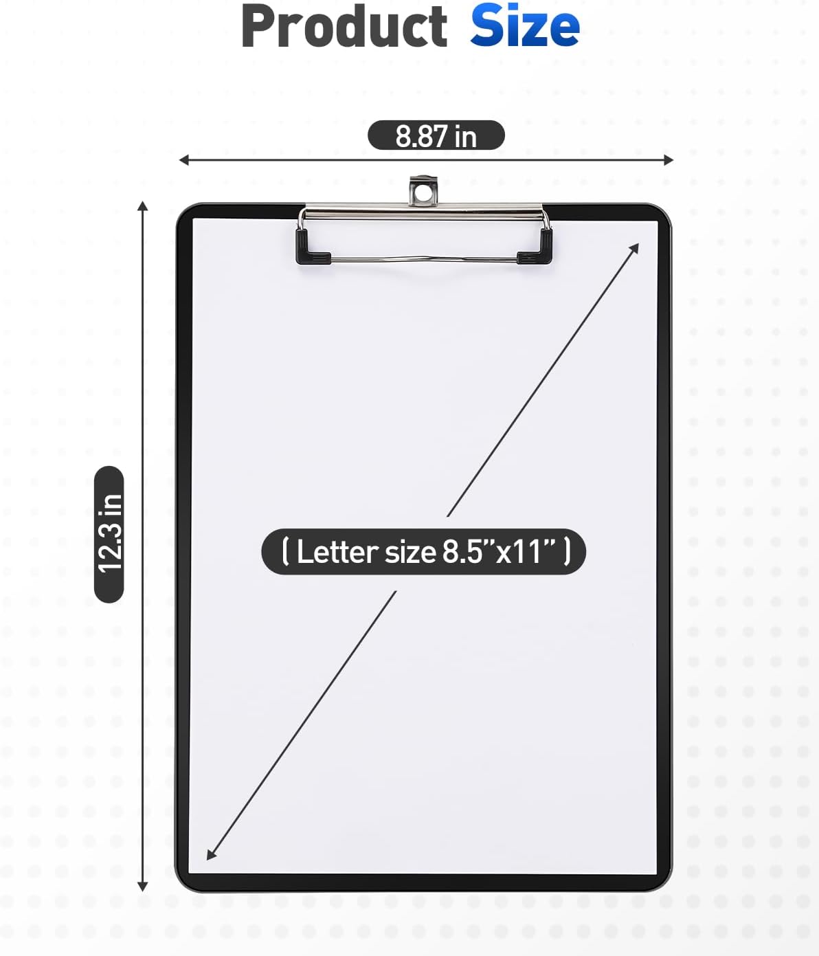 Dynta 10 Pack Plastic Clip Boards 12.5x9 Inch Standard Letter Size Clipboard with Low Profile Clips, Lightweight & Sturdy for Office, Classroom, Black