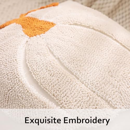 Tosleo Halloween Throw Pillow Covers 18x18 inch Set of 2 Halloween Beige Pumpkin with Orange Root Embroidered Pillow Cases Thanksgiving Home Party Pumpkin Fall Decor Pillowcases Square Cushion Covers