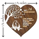 7th Wedding Anniversary Wooden Heart Plaque, Dark Wood Sign Keepsake, Celebrate Copper Anniversary Wife Husband Boyfriend Girlfriend, Plaque with Quotes Gifts from the Kids - Image 6