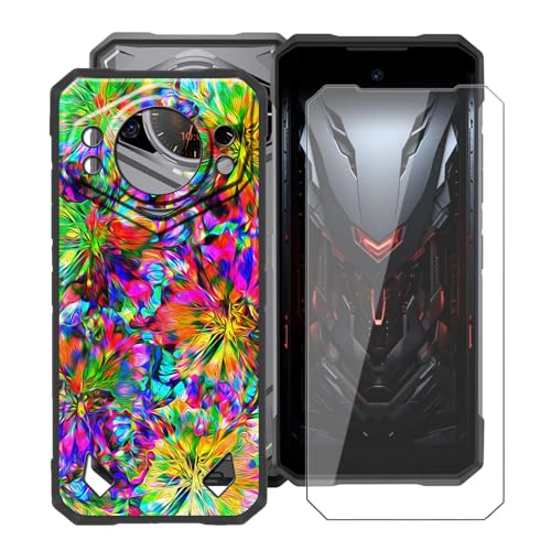YQINHHME Black Soft TPU Bumper Phone Case for Doogee S200 X (6.72") with 1 X Tempered Glass Screen Protector, Slim Silicone Shockproof Cover for Doogee S200 X - Colorful