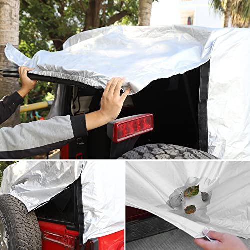 Image of RAZPOY for Jeep Car Cover Waterproof All Weather Protection, Car Rain Sunshade Snow UV Cover Exterior Accessories for Jeep Wrangler JK JL 2007-2022, 4-Door