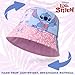 Disney Stitch Girls Bucket Hat, Sun Hat for Kids Beach Summer Vacation Essentials - Stitch Gifts for Girls (Pink/Blue Non-Reversible)
