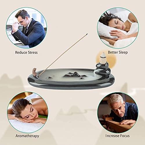 Oppsart Ceramic Incense Stick Holder, Handmade Blackflow Incense Cone Burner, Durable Stick Ash Catcher Decorative Tray For Yoga, Meditation, Spa Relaxation (7 Inch In Length) #TOP7