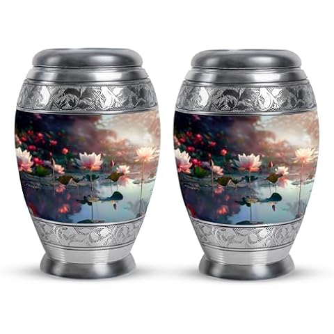 YUVDIPR Lotus Flower Urn - Small Urn For Ashes For Women - Urns For Human Ashes Adult Man - Cremation Containers For Humans - Urn Keepsakes For Ashes - Keepsake For Human Ashes (Size 4inch, 2Pcs) Cover