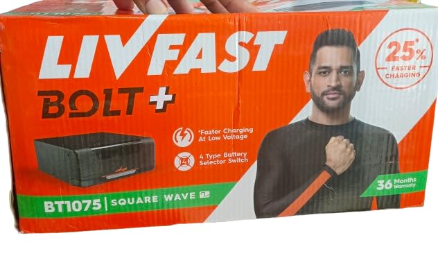 Image of Livfast Inverter BT1075 Square Wave 12V (36 Months Warrenty) Fast Battery Charging Process use Home & Office, Shops & Reliable Power Backup | Minimum Maintenance