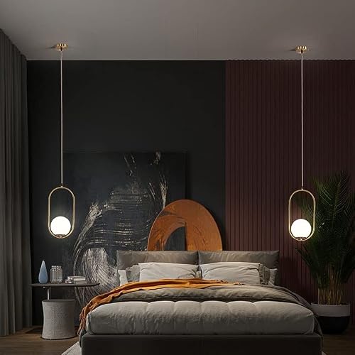 Kefa Not Hardwired Battery Operated Pendant Lighting, No Wire Mid Century Pendant Light Glass Ceiling Hanging Lighting Fixture With White Globe Glass Chandelier For Kitchen Island Dining Room Bedroom #TOP4