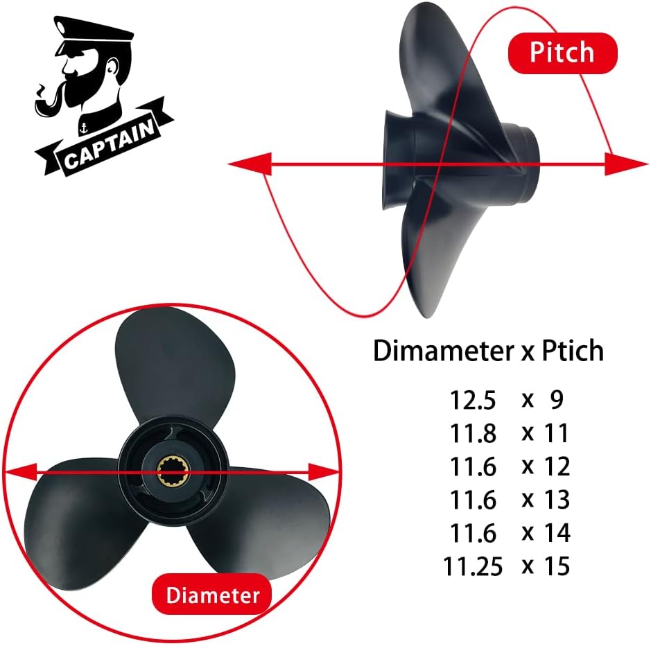 Boatman 11.8x11 Aluminum Outboard Boat Propeller fit Johnson Evinrude Cupped Prop Engines 40-50 HP,13-Spline