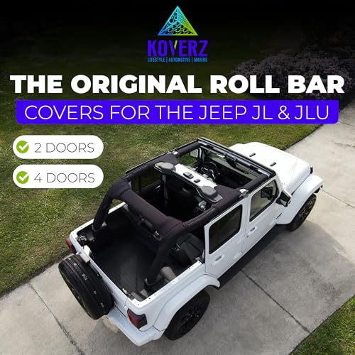 Koverz Roll Bar Cover Set Compatible with Jeep Wrangler JL Unlimited 4-Door JLU 2018-2023 (NOT 2024-2025) - Black by Koverz - Image 3