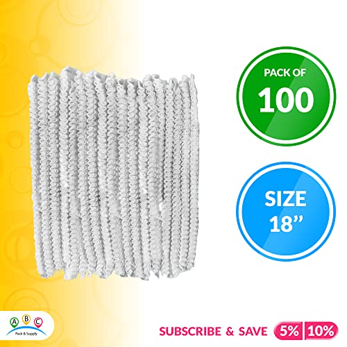 Abc Beard Covers For Men 18”, White Polyethylene Beard Guards Food Service 100 Pack, Breathable Beard Cap, Pleated Beard Protector, Lightweight & Soft Beard Cover Protector With Elastic Band #TOP1