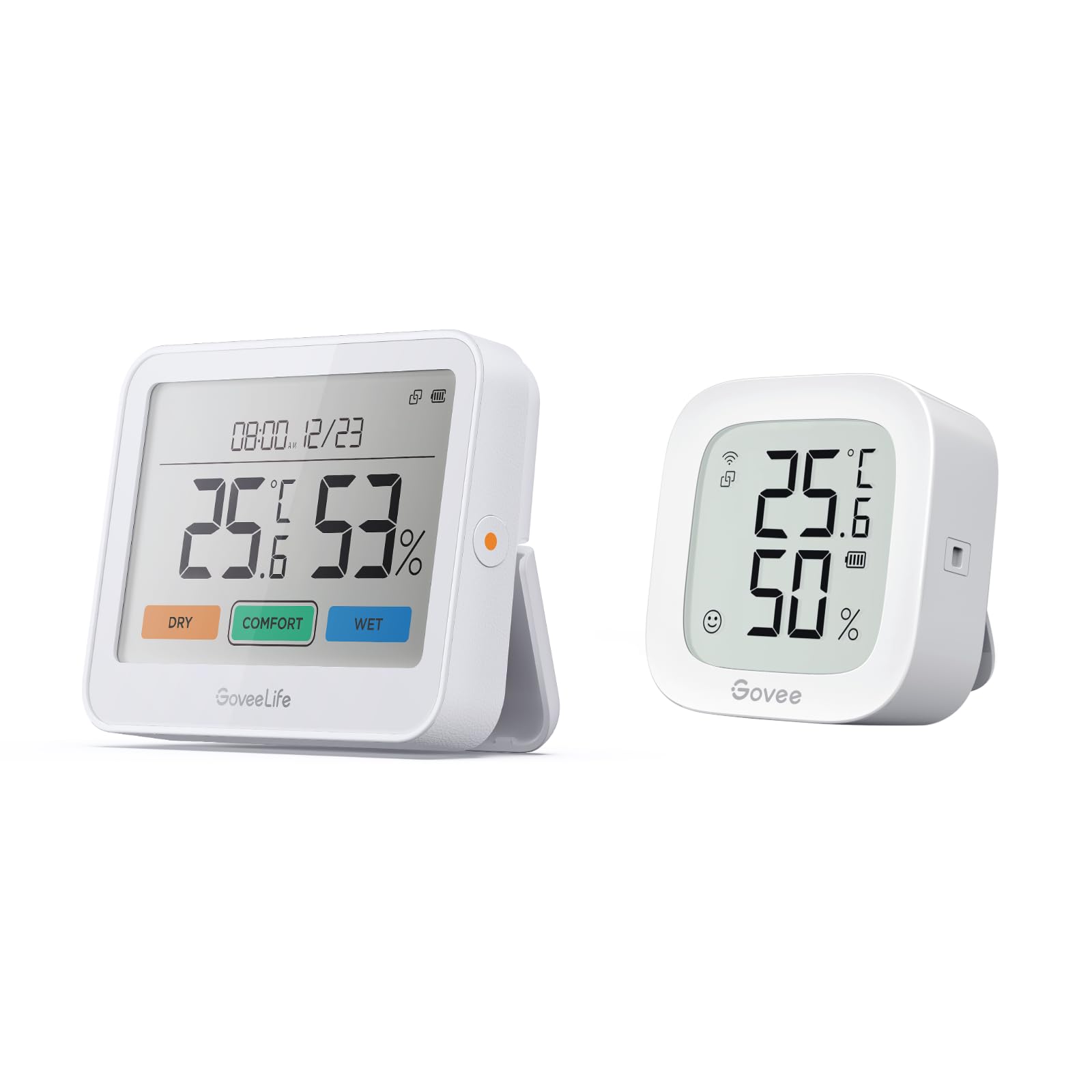 GoveeLife Bluetooth und Wlan Thermometer-Hygrometer, Temperatur- und Feuchtigkeitsmesgerät mit App-Benachrichtigungen, großem LCD-Display, Raumthermometer für Zuhause, Babyzimmer
