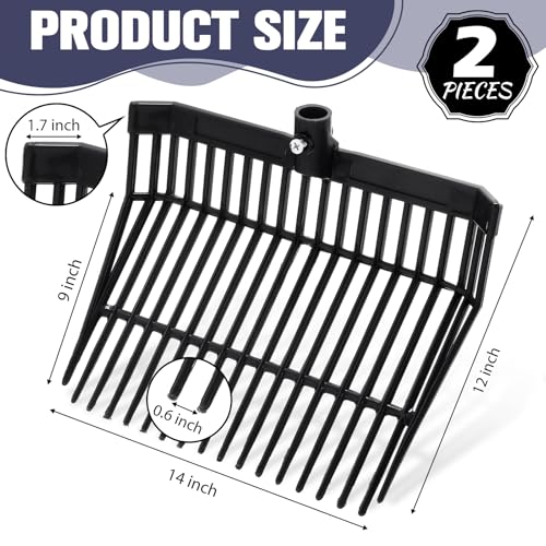 Lasnten Manure Fork Replacement Head, 18 Tines Pitchfork Head with Screws and Nuts, Horse Manure Rake for Picking up Grass and Hay(Black,2 Pcs) by Lasnten - Image 2