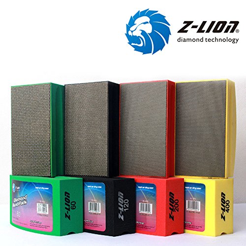Pastilhas de polimento de mão Z-Lion Diamond Arc Shape Back para vidro de granito mármore - Pacote c