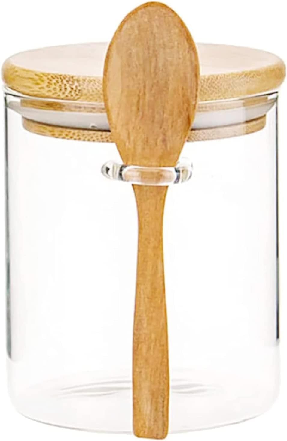 Airtight Food Storage Containers with Wooden Spoon and Lids,15Oz Food Storage Containers for Sugar Coffee Nuts, Glass Kitchen Canisters for Flour, Cookie, Candy, Matcha Tea,Nuts and Spice Jars (1 set)