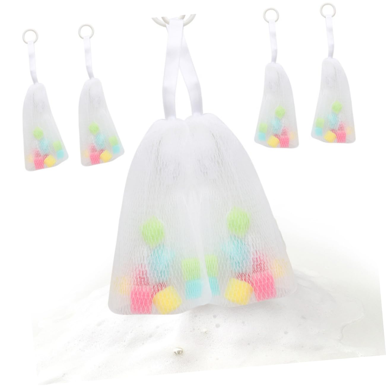5pcs Bubbling Mesh Convenient Foaming Net for Handmade Soap and Cleansing Products Efficient Maker for Better Shower Hanging Design for Easy Use