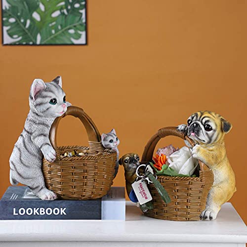 Statues d'animaux décoratives chien chat pour bureau et extérieur - 7