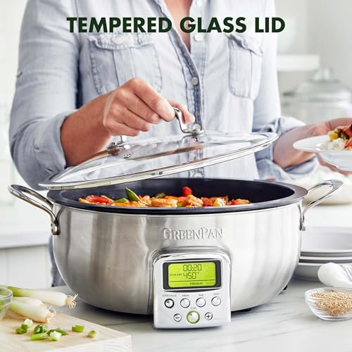 image for GreenPan Elite 6QT Electric Skillet, Sear Saute Stir-Fry Cook Rice, He
