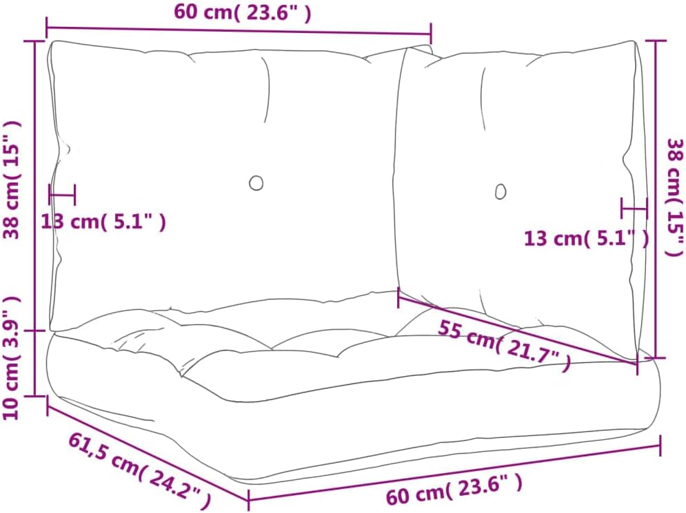 vidaXL Pallet Cushions 3 Pcs Cream Fabric - Polyester - Water- - Indoor/Outdoor Use - Garden/Patio/Family Sofa