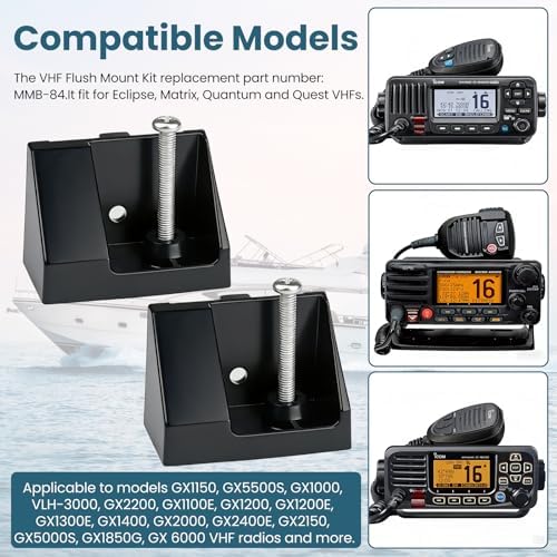 PIHIL MMB-84 Flush Mount Kit, VHF Radio Flush Mount Bracket Compatible with Most Fixed Mount Marine Two-Way Radios - 3