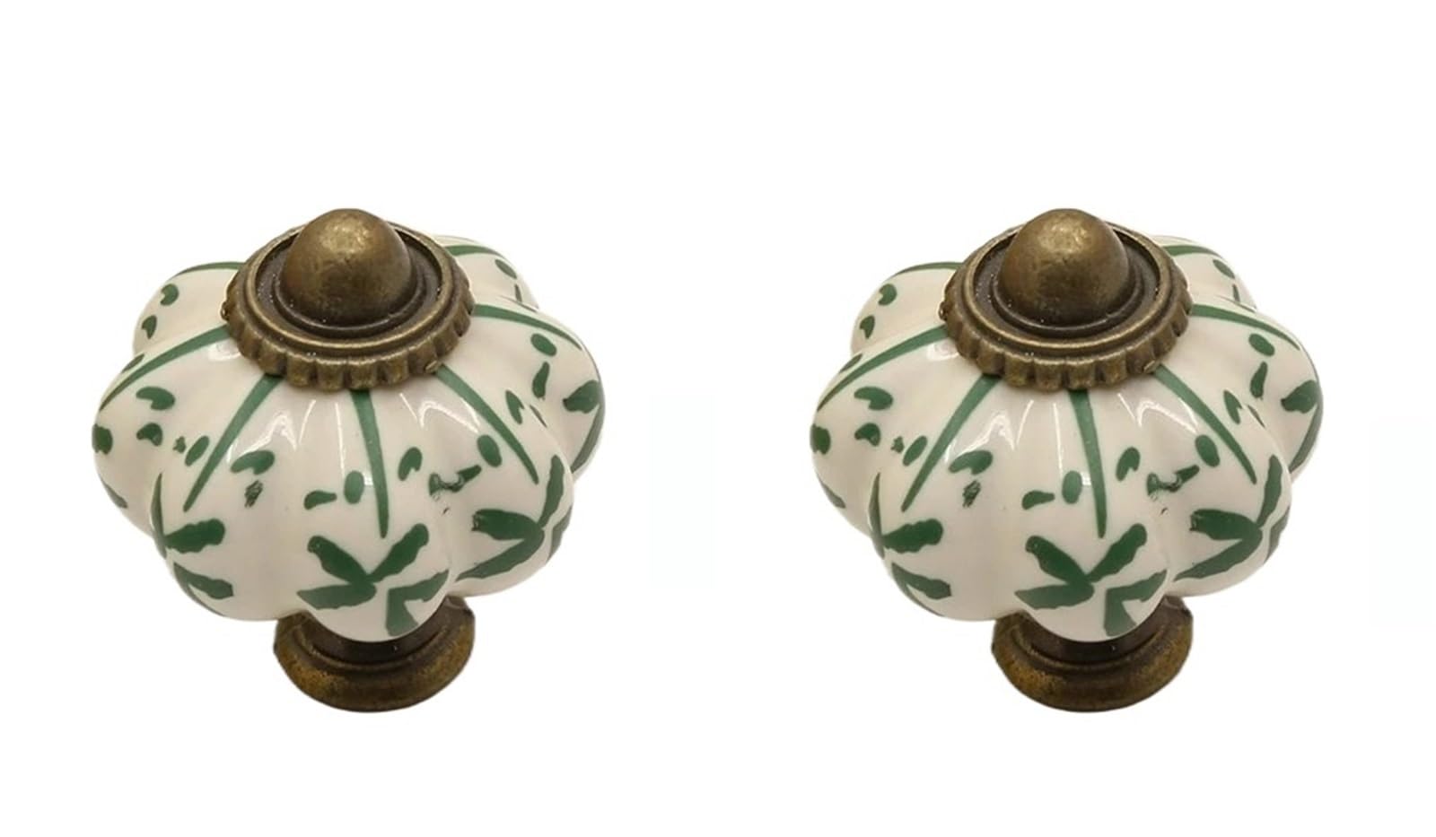 WLIHDB 5Pairs Ceramic Pumpkin Cabinet Handle Chest of Drawers Wardrobe Door Single Hole for Chest of Drawer(Color1)