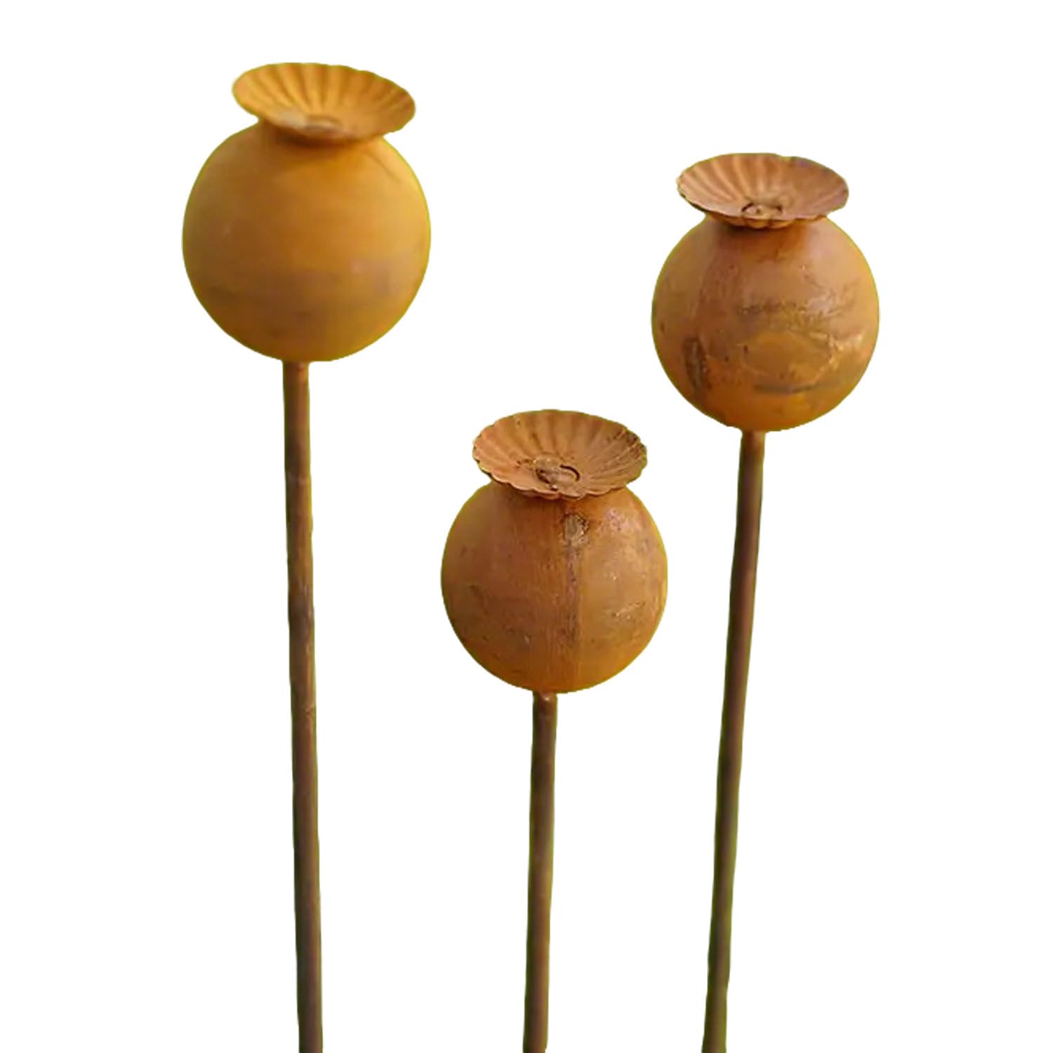 Set of 3 Garden Stakes, Metal Garden Decoration Rust, Corten Steel Decorative Garden, Garden Decoration, Vintage, Flower Poppy Garden Decoration, Rust, Trellis Stake, Flower Bed Stake, Pot Stake
