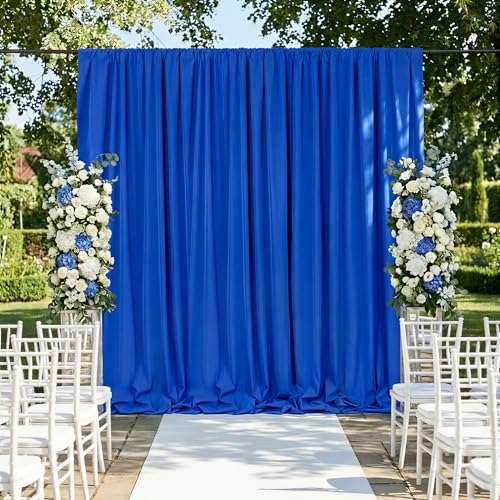Image of Royal Blue Backdrop Curtains Polyester: 6 Panels 5ft x 10ft Photography Backdrop Drapes - Wedding Party Birthday Decorations