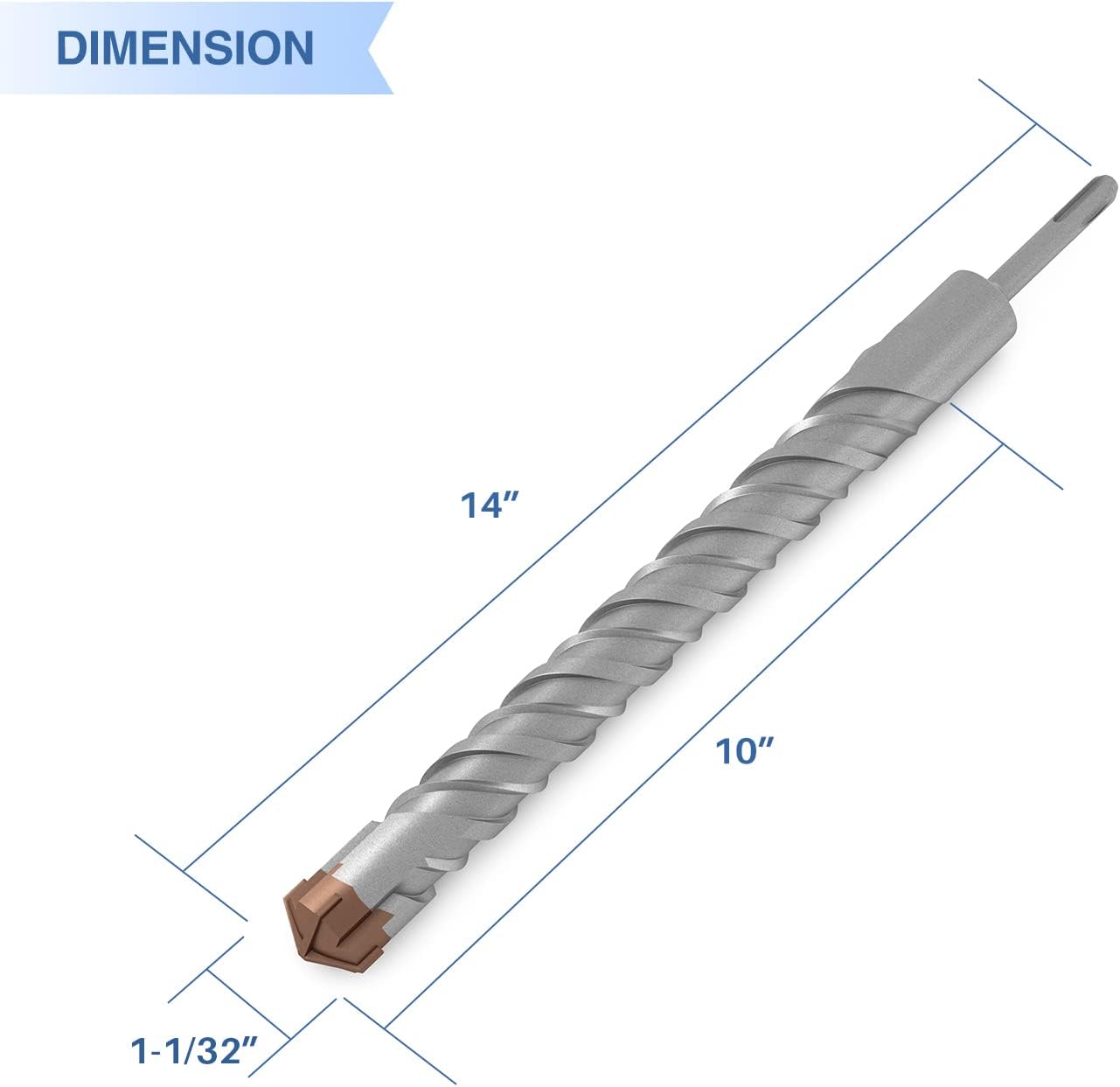 E&K 1-1/32’’ Inch SDS Plus Rotary Hammer Drill Bit for Anchoring in Concrete Masonry Stone Cement Fencing Fence Panels Installation
