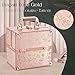 FRENESSA Makeup Train Case Cosmetic Box Portable Makeup Case Organizer 4 Trays Lock Travel Storage Organizer with Dividers Make Up Artist Vanity Hard Nail Spa Beauty Box Rose Gold Floral