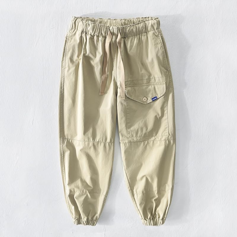 Pantalons hommes loose kaki style workwear décontracté en coton léger - 4
