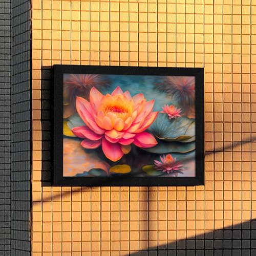 Image of ArtX Paper Bloomed Lotus Painting For Vastu, Wall Art, Lotus Painting For Wall Vastu, Wall Decor, Multicolor, Nature, 13.0 X 10.0 inch, Set of 1