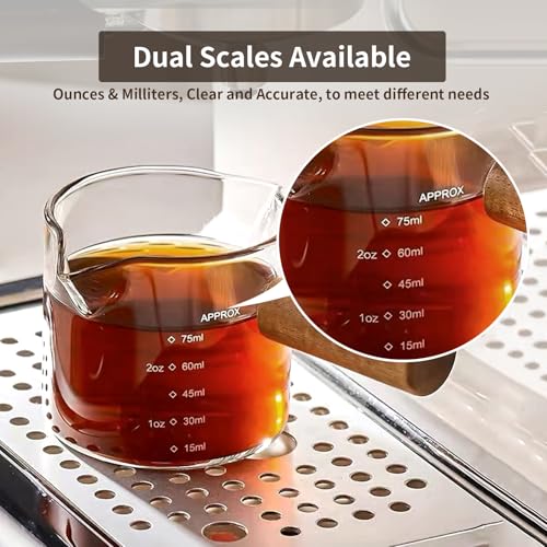Set de 2 vasos medidores de espresso con mango de madera miniatura 3