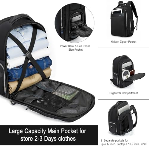 Image of HORNBULL Travel Backpack for Men 45L Large Heavy Duty Office Travel Laptop Bag Fit Upto 17 inch Laptop 1680D Polyester Water-resistant Padded Overnight Laptop /Clothes Bag with Multi-Pocket